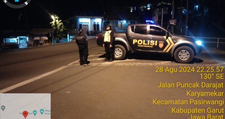 Polsek Pasirwangi, melaksanakan patroli malam sekitaran objek wisata darajat