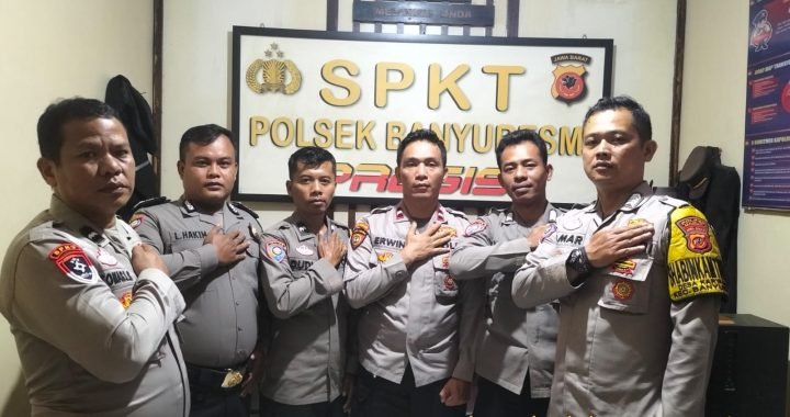 polsek banyuresmi anggota melaksanakan sispam mako