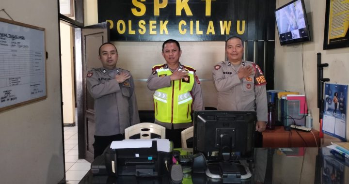 Personel Polsek Cilawu MElakukan Serah Terima Tugas Jaga