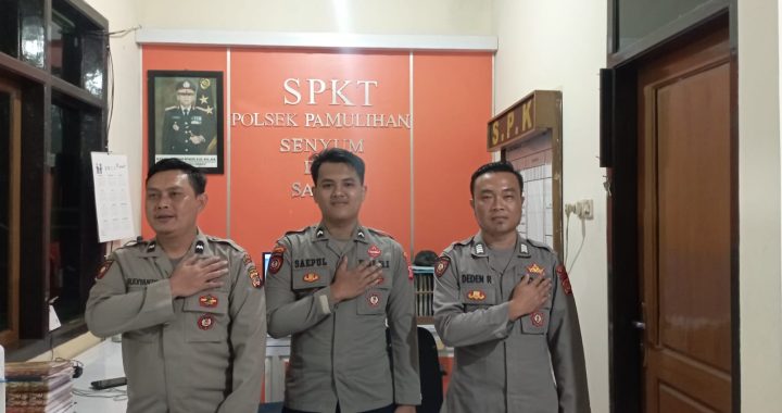 Personil Polsek Pamulihan  Polres Garut Polda Jabar Melaksanakan Sispam Mako atau Sistem Pengamanan Markas Komando di Mako Polsek Pamulihan