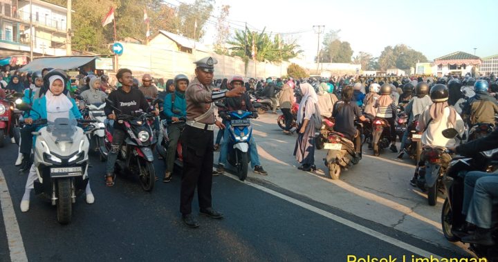 Bripka bayu melaksanakan giat penyebrangan karyawan PT Pratama