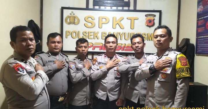 polsek banyuresmi anggota melaksanakan kegiatan sispam mako